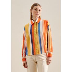 seidensticker Overhemdblouse Zwarte roos Lange mouwen kraag print