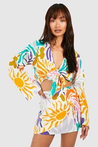 Boohoo Geplooid Gekleurd Mini Rokje, Multi