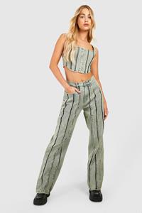 Boohoo Dirty Wash Gebleekte Jeans Met Steentjes En Naaddetail, Vintage Wash