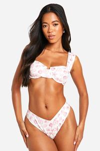 Boohoo Geribbelde Schelpen Bikini Top Met Beugel, White