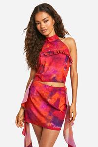 Boohoo Geweven Top Met Franjes En Opdruk, Multi