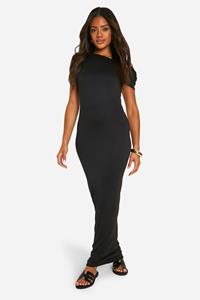 Boohoo Super Zachte Maxi Jurk Met Boothals En Kapmouwen, Black