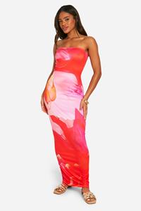 Boohoo Super Zachte Strapless Tie Dye Maxi Jurk, Pink