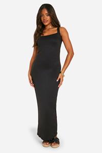Boohoo Super Zachte Maxi Jurk Met Vierkante Hals, Black