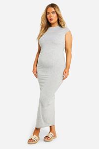 Boohoo Plus Super Zachte Maxi Jurk Met Korte Mouwen, Grey Marl
