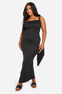 Boohoo Plus Maxi Jurk Met Super Vierkante Mouwen, Black