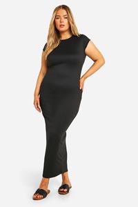 Boohoo Plus Super Zachte Maxi Jurk Met Korte Mouwen, Black