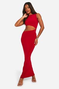 Boohoo Strakke Maxi Jurk Met Uitsnijding, Red