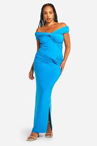 Boohoo Plus Strakke Gedraaide Dubbele Maxi Rok, Cobalt