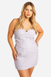 Boohoo Plus Bouclé Mini Rokje, Lilac