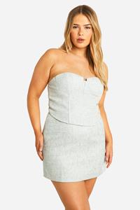 Boohoo Plus Bouclé Mini Rokje, Mint