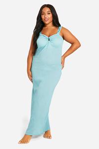 Boohoo Plus Maxi Strand Jurk, Turquoise