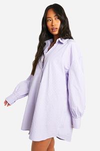 Boohoo Oversized Strand Blouse Jurk Met Krijtstrepen, Lilac