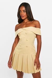 Boohoo Jurk Met Uitgesneden Hals En Tennis Rok, Lemon