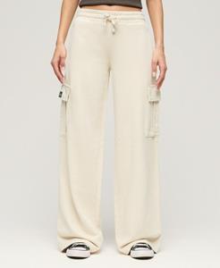 Superdry Vrouwen Athletic Essentials Vintage Cargo Joggingbroek met Wijde Pijpen Crème