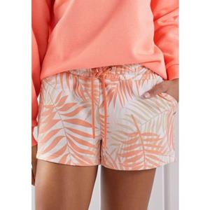 Lascana Sweatshort -lounge shorts Loungebroek met mooie allover-bladerenprint, loungewear (1-delig)
