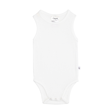 LÄSSIG milky Baby romper Tencel mouwloos geribd wit