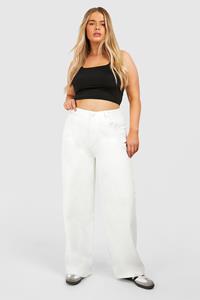 Boohoo Plus Jeans Met Rechte Pijpen, White