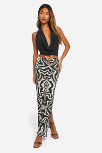 Boohoo Strakke Maxi Rok Met Metalen Afwerking En Steentjes, Black
