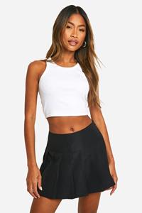 Boohoo Geplooid Low Rise Mini Mini Rokje, Black