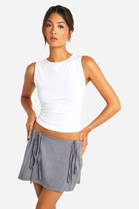Boohoo Geplooide Tennis Rok Met Zijstrik, Grey