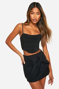 Boohoo Mini Rokje Met Strik, Black