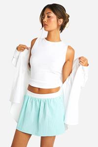 Boohoo Gestreept Mini Rokje Met Contrasterende Tailleband, Aqua