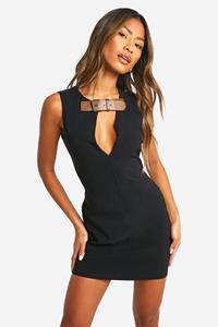 Boohoo Utility Bengaline Jurk Met Ceintuur, Black