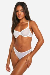 Boohoo Mesh Bh En Slip Set, White