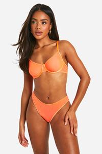 Boohoo Mesh Bh En Slip Set, Orange