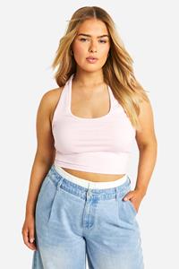 Boohoo Plus Top Met Halter Neck, Baby Pink