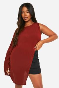 Boohoo Plus Long Line Top Met Hoge Hals, Rust