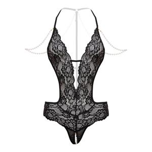 Christine Openkruis Body met Parels Mea - Zwart