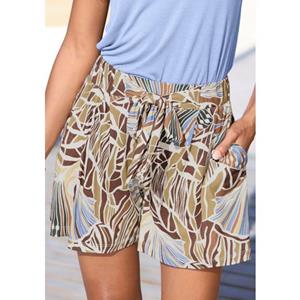 Lascana Strandshort met vaste bindgordel, korte broek met alloverprint