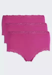 Nina von C 3-pack dames Taille slips - Kanten modal dames onderbroek - Katoenen kruisje