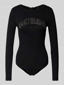 Guess Rhinestones Logo Bodysuit Dames Zwart - 