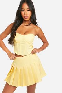 Boohoo Geplooid Mini Mini Rokje Met Textuur, Lemon
