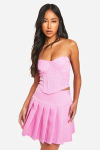 Boohoo Geplooid Mini Mini Rokje Met Textuur, Candy Pink