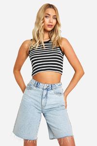 Boohoo Kort Hemd Met Racer Hals En Dik Naaddetail, Black