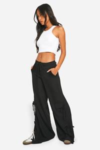 Boohoo Cargo Broek Met Strik En Rechte Pijpen, Black