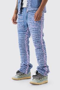 Boohoo Onbewerkte Versleten Flared Slim Fit Jeans In Lila, Lilac