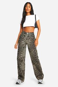 Boohoo Tall Luipaardprint Jeans Met Rechte Pijpen, Leopard