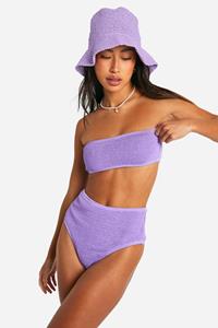 Boohoo Gekreukeld Premium Bikini Broekje Met Hoge Taille, Lilac