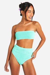Boohoo Gekreukeld Premium Bikini Broekje Met Hoge Taille, Mint