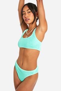 Boohoo Premium Gekreukeld Boomerang Bikini Broekje, Mint