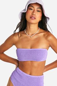 Boohoo Premium Gekreukelde Bandeau Bikini Top, Lilac