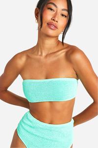 Boohoo Premium Gekreukelde Bandeau Bikini Top, Mint