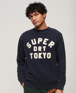 Superdry Mannen Vintage Athletic Sweatshirt met Ronde Hals Blauw