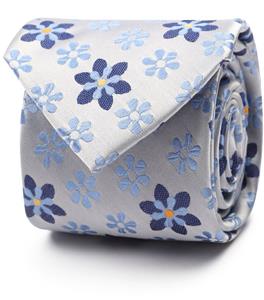 Suitable Stropdas Zijde Bloemen Blauw -