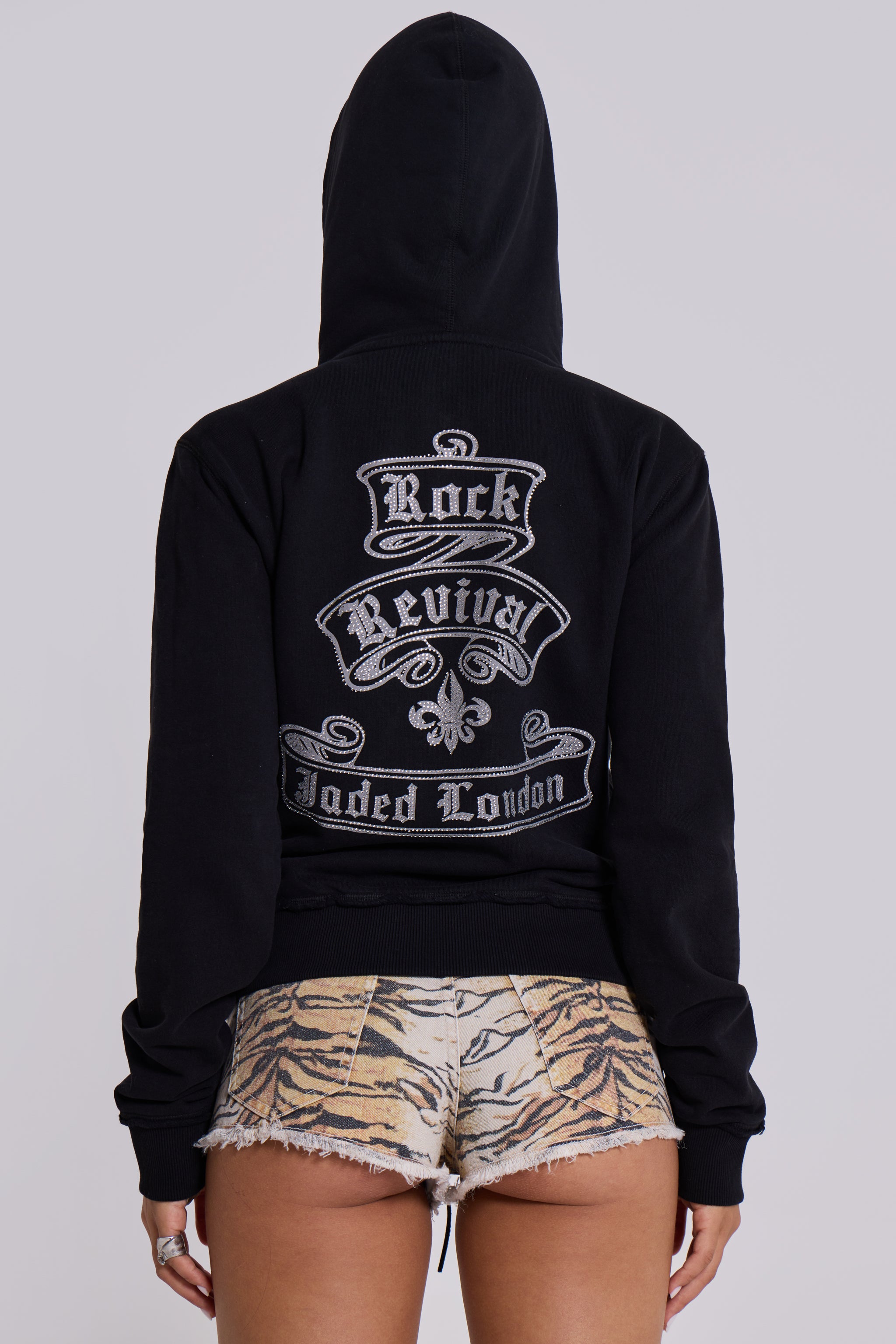 Jaded London Rock Revival Diamante Mini Monster Hoodie